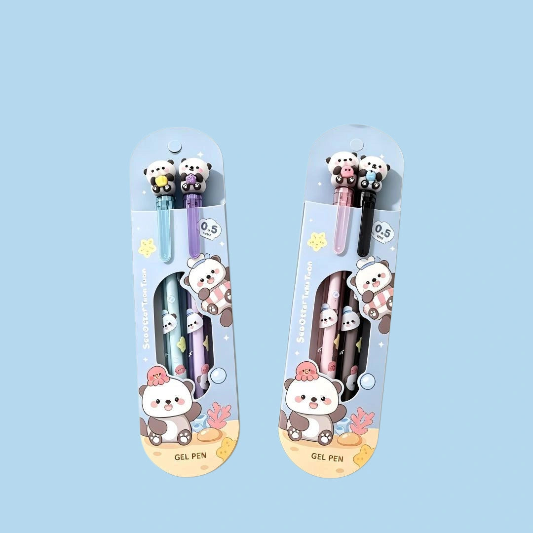 KUKI Cute Character 0.5mm Sharing Gel Pen Set - 2 Pack