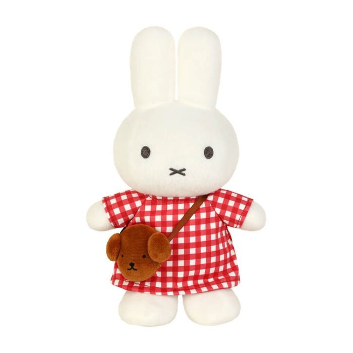 Miffy Checkered Dress with Snuffy Bag Plush Toy
