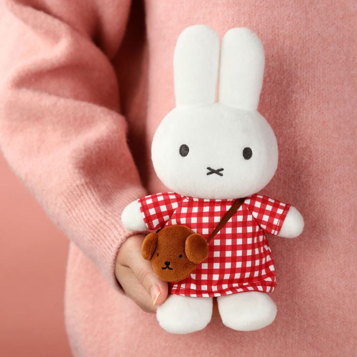 Miffy Checkered Dress with Snuffy Bag Plush Toy