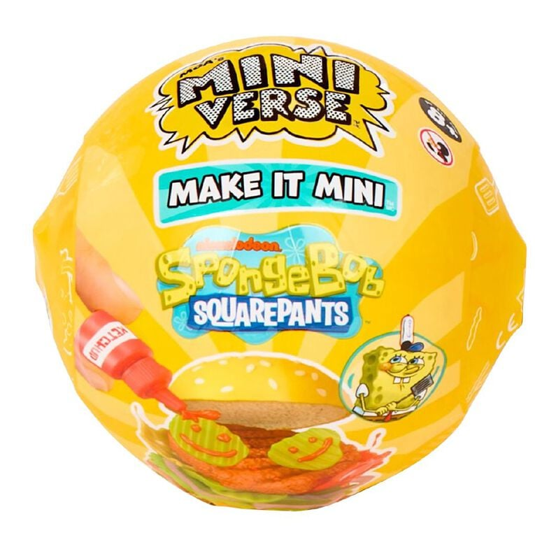 Miniverse Make It Mini SpongeBob Blind Box Collectible in bright yellow packaging featuring SpongeBob characters.