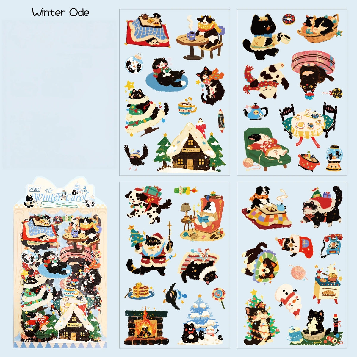 Mochi Cat Series PET Die-Cut Sticker Set – 6 Designs
