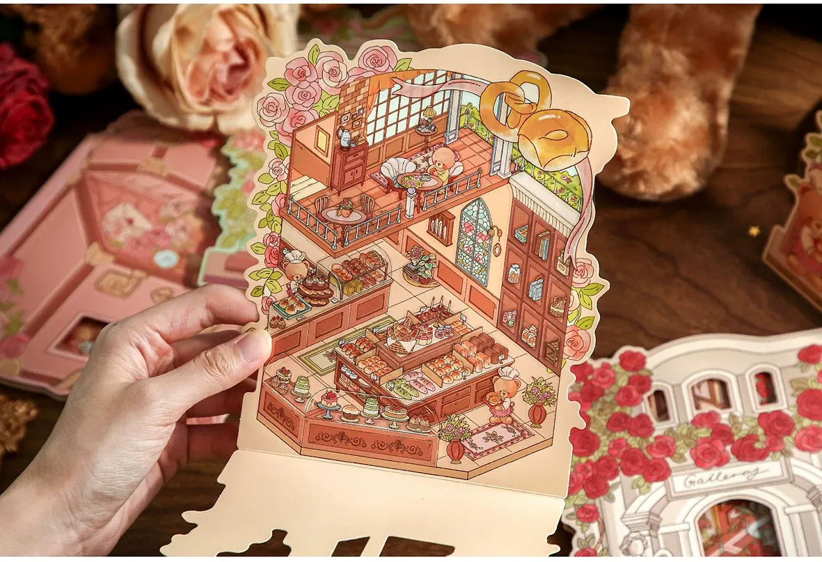 Mr Paper 2.5D Deco Scene Sticker Romantic Bear Cottage Series