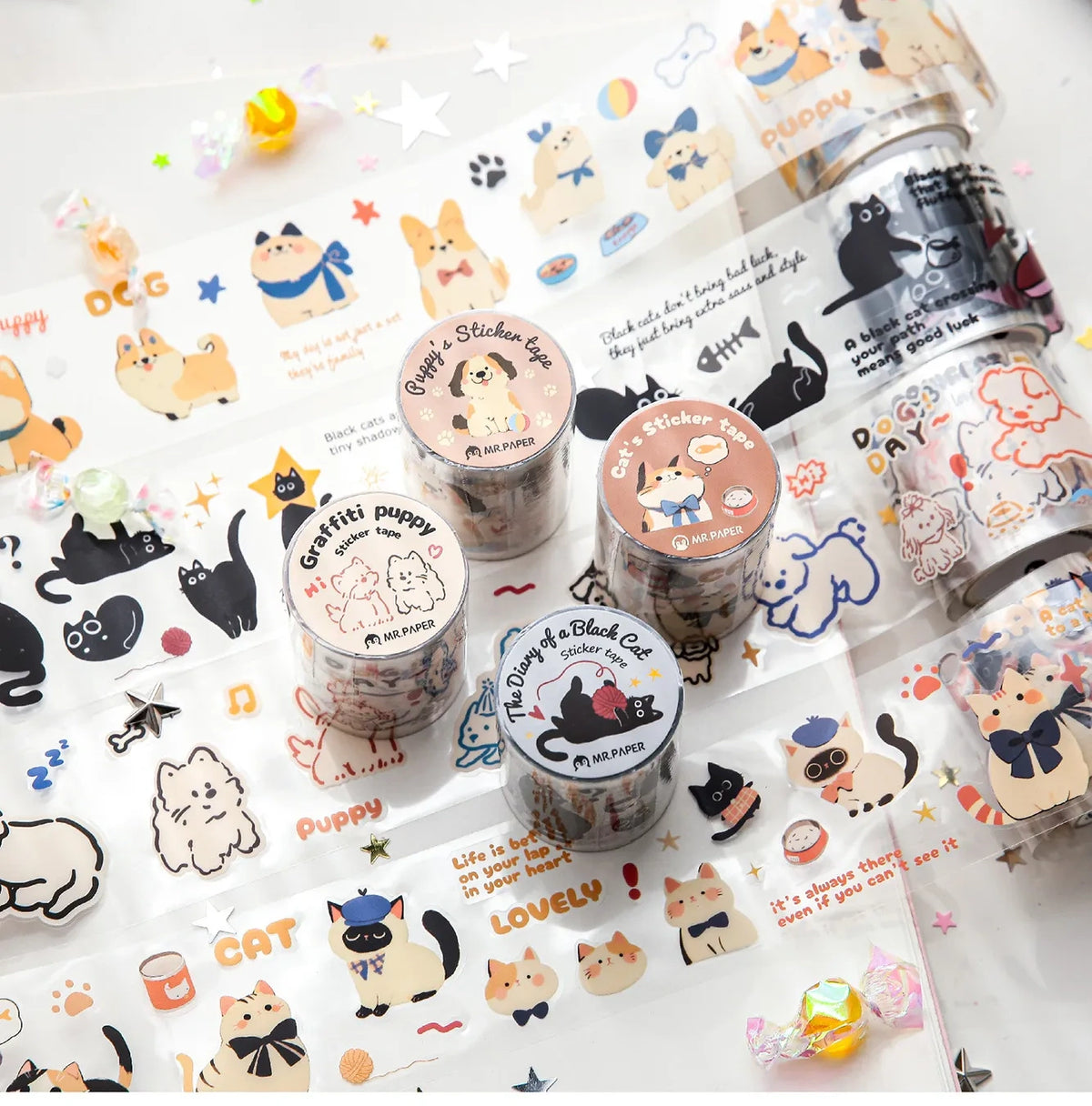 Mr Paper Cat & Dog Diary Series Sticker Tape