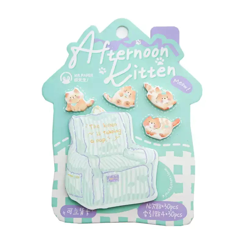 Mr Paper Sticky Notes Set – Fluffy Cat House Index Tabs & Memo Notes