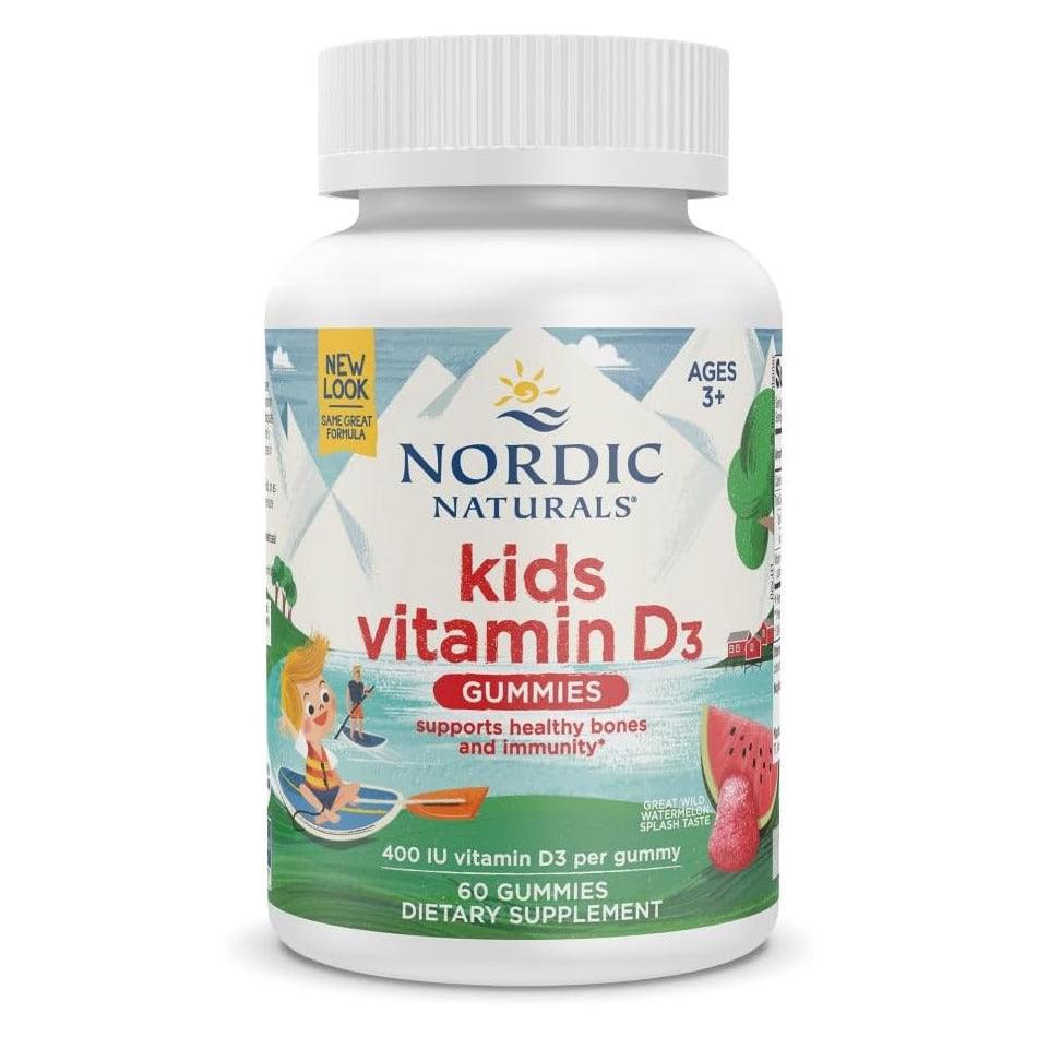 Nordic Naturals Vitamin D3 400IU Gummies KIDS 60 Gummies - Wild Watermelon Splash, Vitamin D