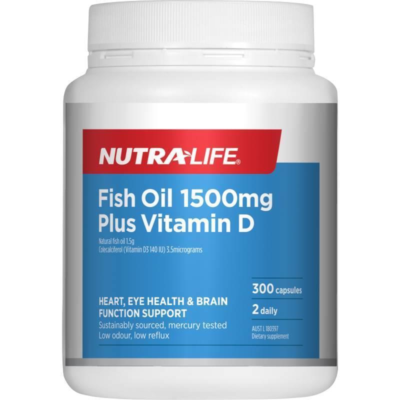 Nutra-Life Fish Oil 1500mg Plus Vitamin D, Fish Oil