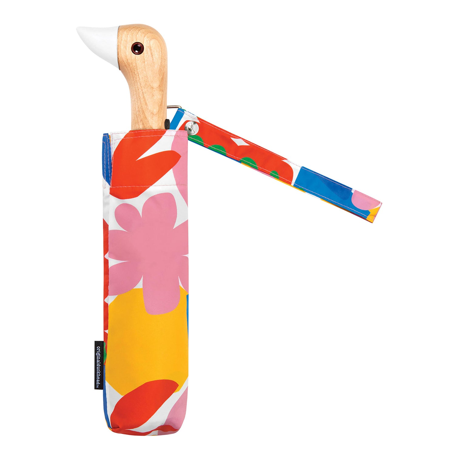 Original DuckHead Duck Umbrella Matisse in vibrant floral print with duck-head handle and colorful design.
