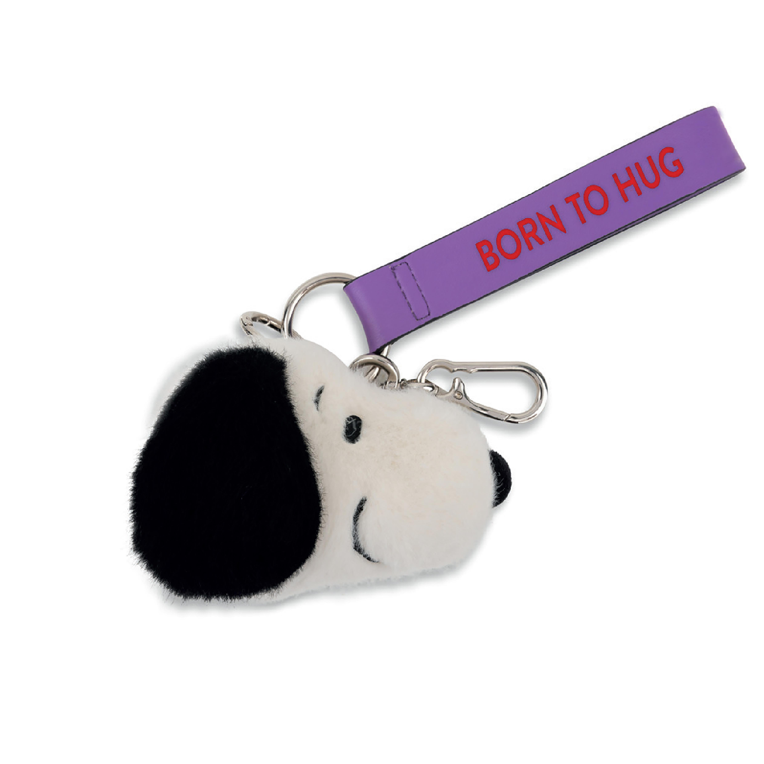 Peanuts Snoopy ECO Fuzzy Cream Bag Charm featuring soft fuzzy texture and a keyring attachment for bags and keys.