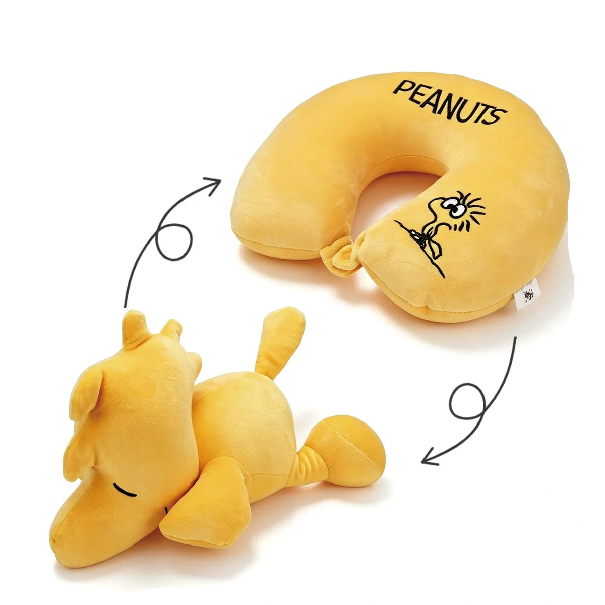 Peanuts Snoopy & Woodstock 2-in-1 Convertible Plush Travel Neck Pillow