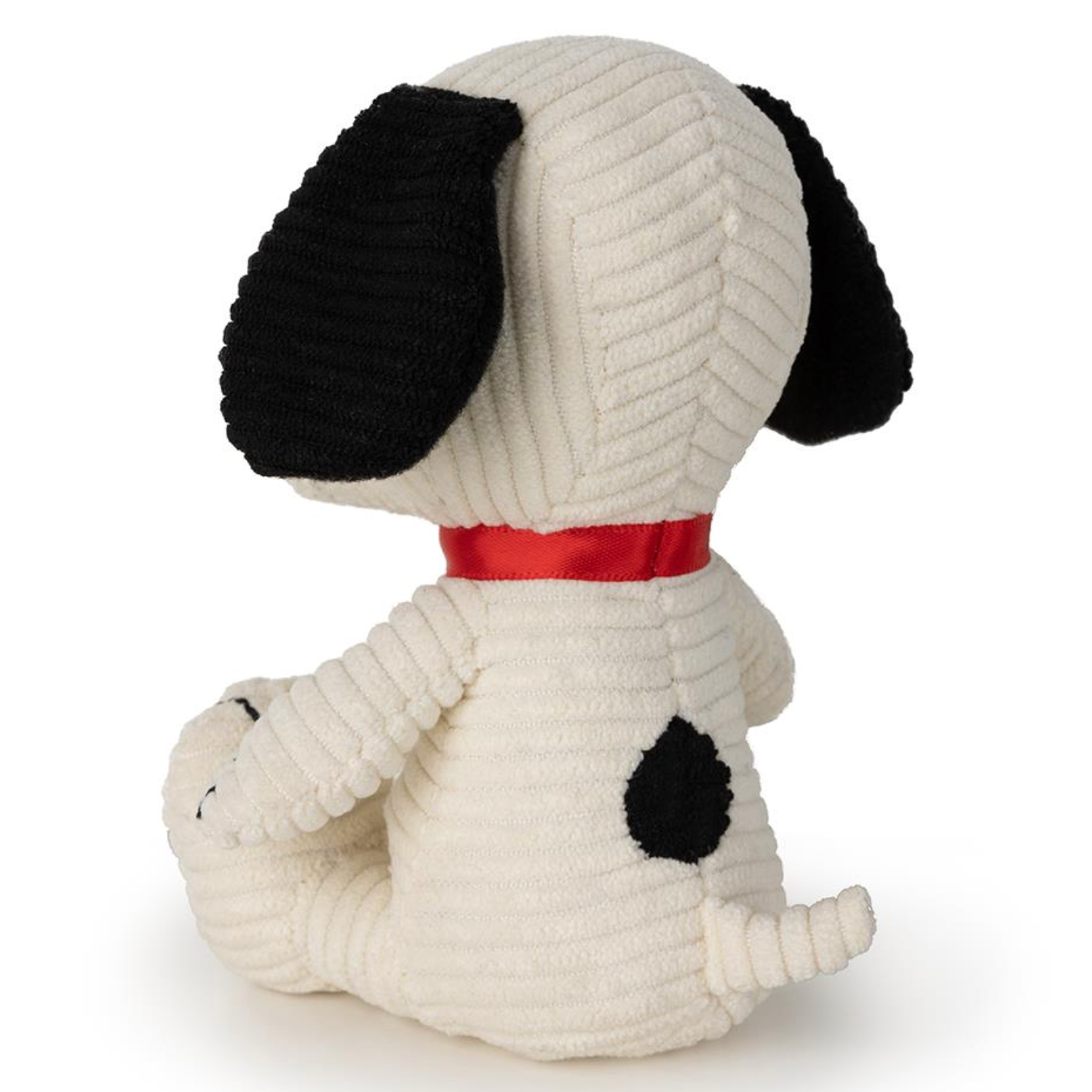 Peanuts Snoopy Sitting Corduroy Cream plush toy featuring a classic design in soft corduroy fabric.