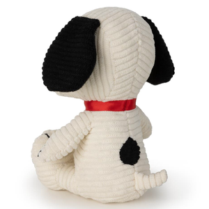 Peanuts Snoopy Sitting Corduroy Cream plush toy featuring a classic design in soft corduroy fabric.