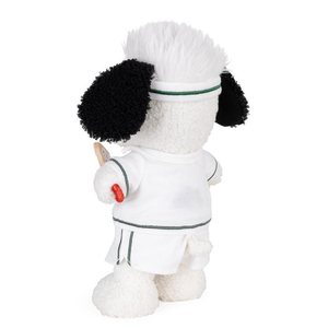Peanuts Tennis Snoopy plush doll dressed in a tennis outfit, showcasing a playful and sporty design.