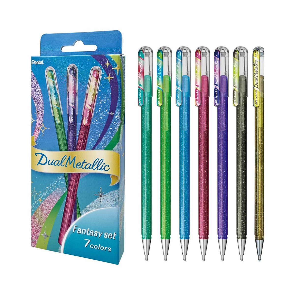 Pentel Dual Metallic 7 Colours Gel Ballpoint Pen Set