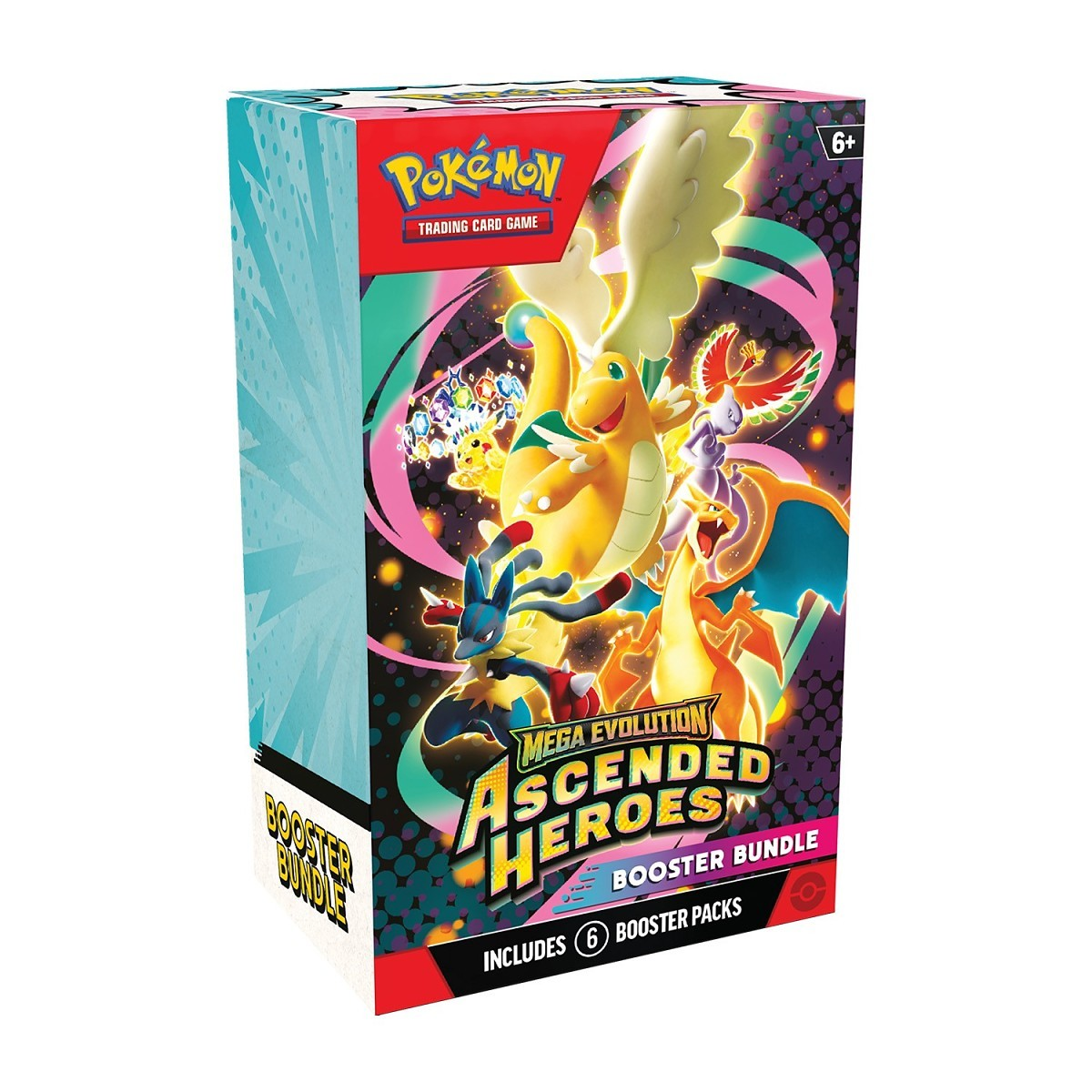 Pokemon TCG Mega Evolution Ascended Heroes Booster Bundle featuring 6 booster packs and stunning artwork.
