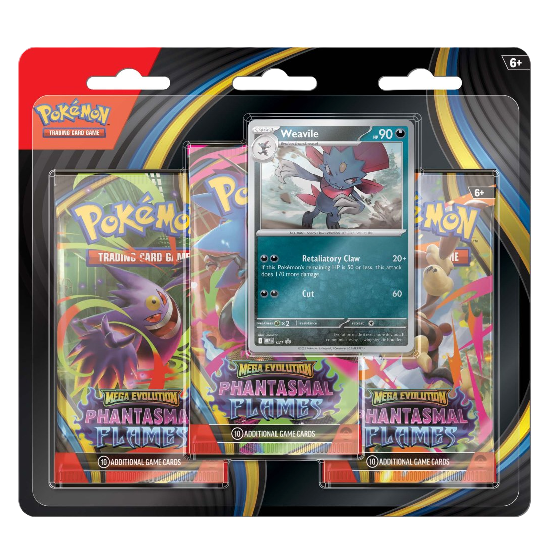 Pokemon TCG Mega Evolution Phantasmal Flames Three Booster Blister