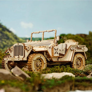 ROKR Army Field Car 3D Wooden Puzzle, Scale Model Kits
