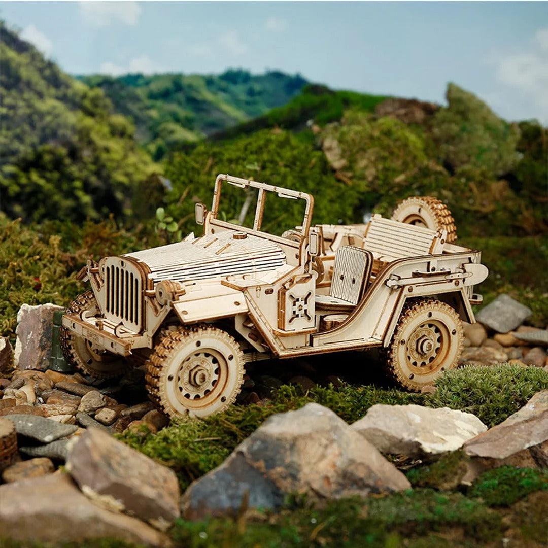 ROKR Army Field Car 3D Wooden Puzzle, Scale Model Kits