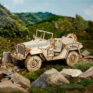 ROKR Army Field Car 3D Wooden Puzzle, Scale Model Kits