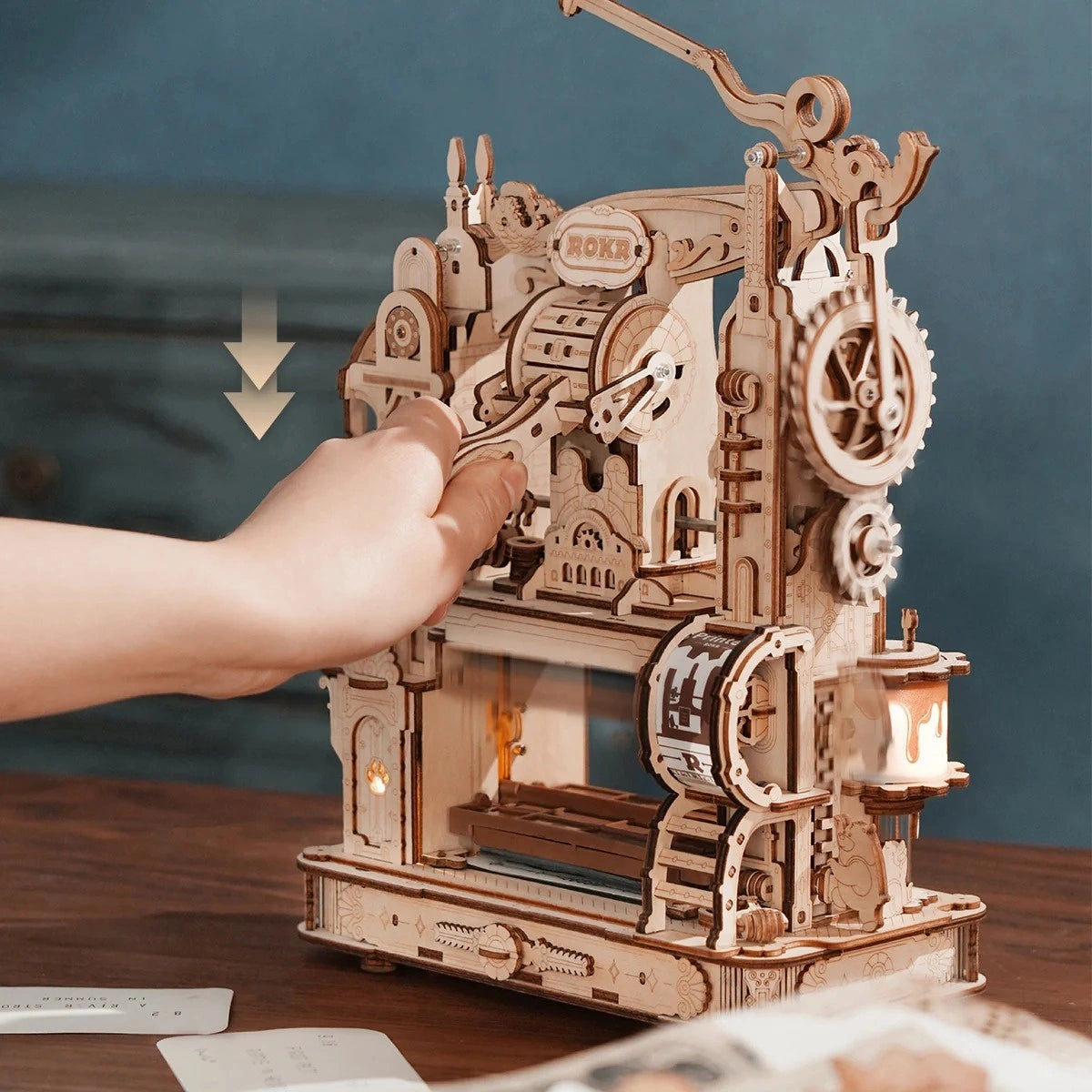 ROKR Classic Printing Press Mechanical 3D Puzzle DIY Kit