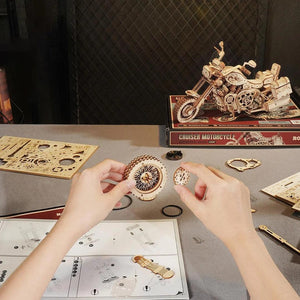 ROKR Cruiser Motorcycle 3D Wooden Puzzle, Scale Model Kits