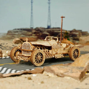 ROKR Grand Prix Car 3D Wooden Puzzle, Scale Model Kits