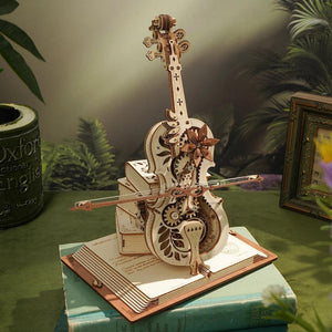ROKR Magic Cello Mechanical Music Box 3D Wooden Puzzle, Scale Model Kits