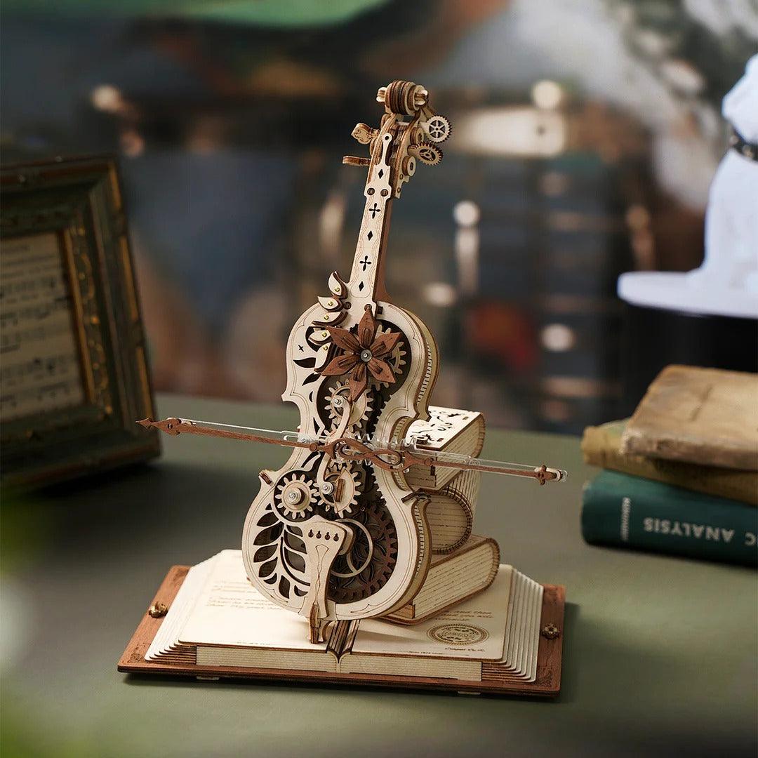 ROKR Magic Cello Mechanical Music Box 3D Wooden Puzzle, Scale Model Kits