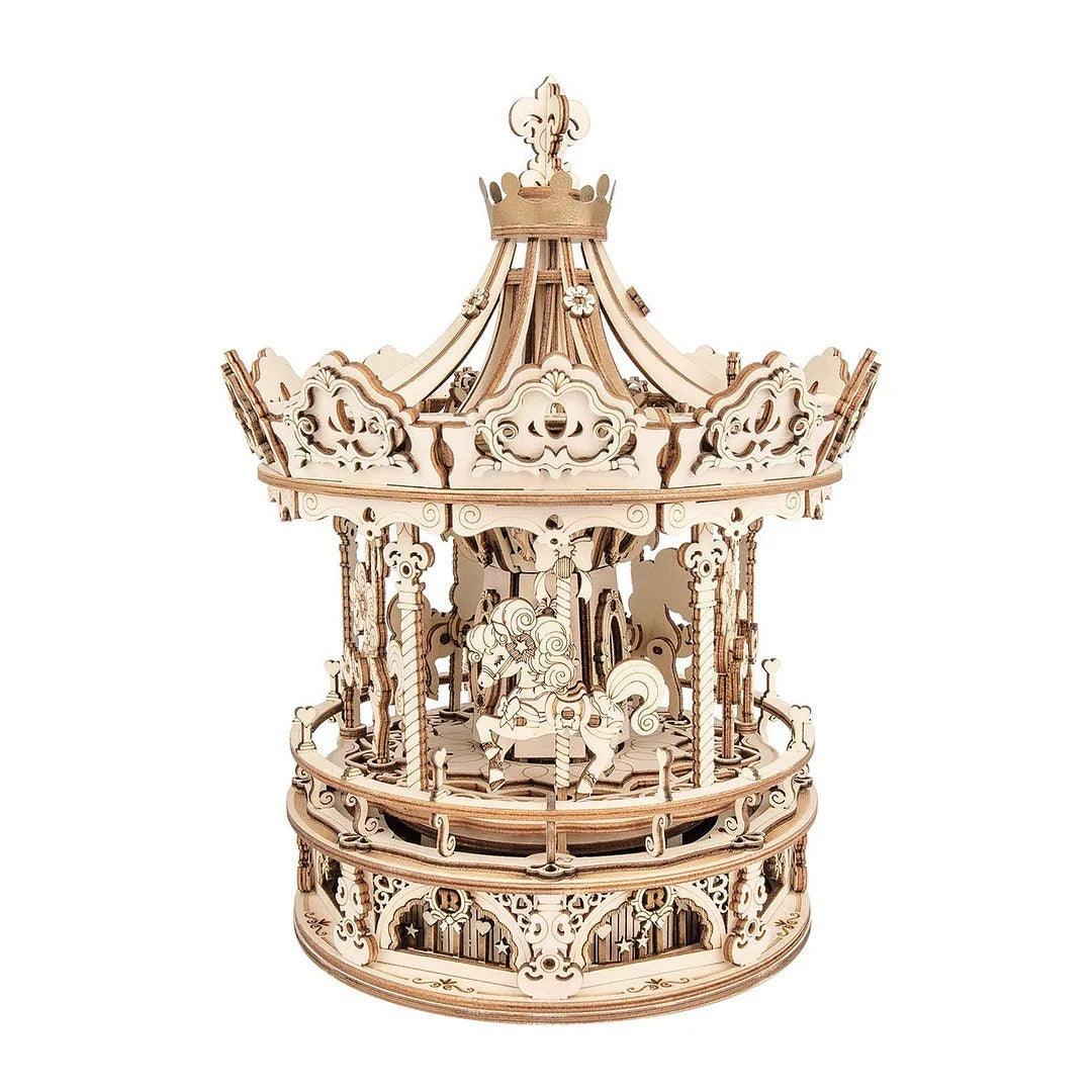 ROKR Romantic Carousel Mechanical Music Box 3D Wooden Puzzle, Scale Model Kits