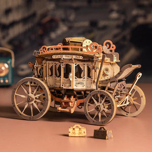 ROKR Stagecoach Mechanical Music Box 3D Wooden Puzzle, Scale Model Kits