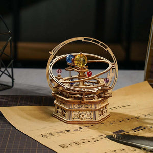 ROKR Starry Night Orrery Mechanical Music Box 3D Wooden Puzzle, Scale Model Kits