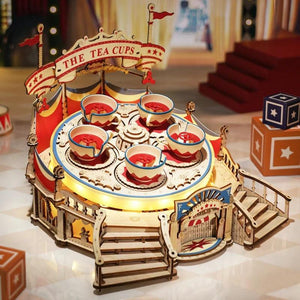 ROKR Tilt-A-Whirl DIY Music Box 3D Wooden Puzzle, Scale Model Kits