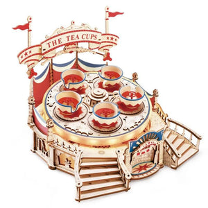 ROKR Tilt-A-Whirl DIY Music Box 3D Wooden Puzzle, Scale Model Kits