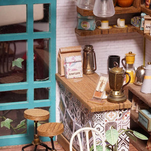 Rolife Simon's Coffee DIY Miniature House Kit, Scale Model Kits