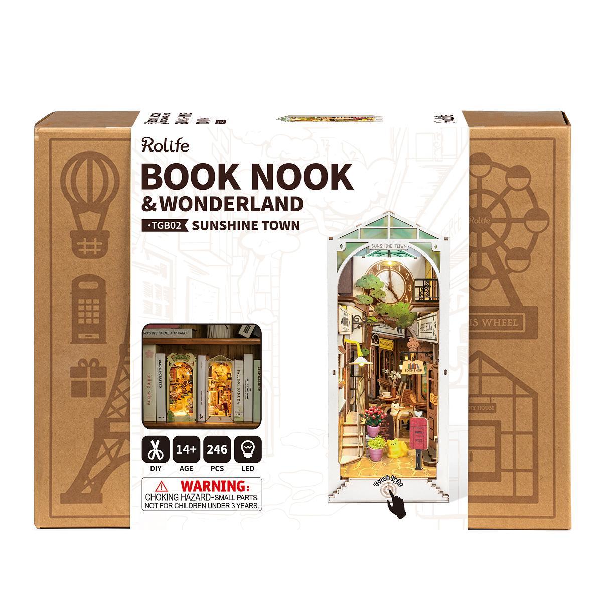 Rolife Sunshine Town DIY Book Nook Shelf Insert Kit - TGB02, Scale Model Kits