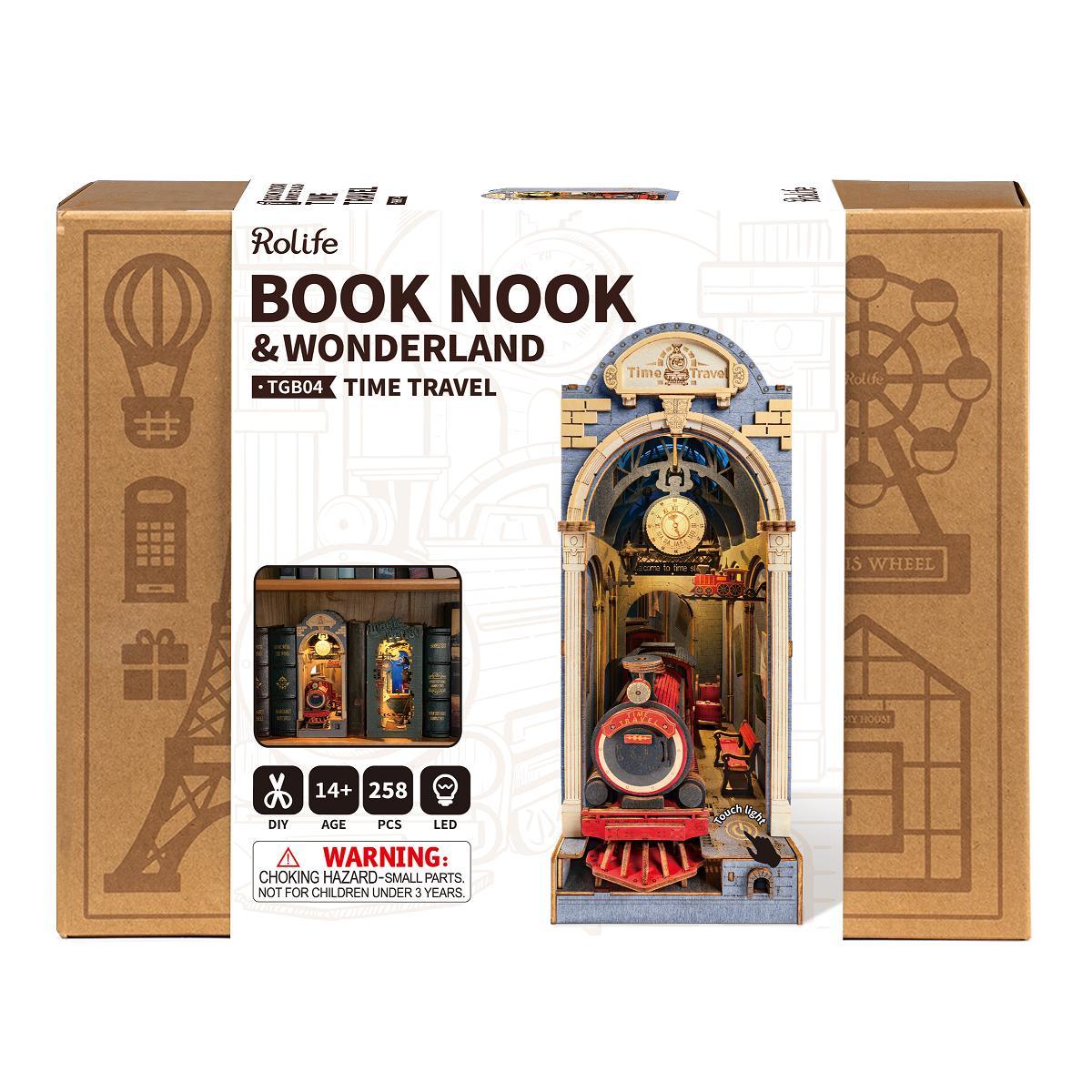 Rolife Time Travel DIY Book Nook Shelf Insert Kit, Scale Model Kits
