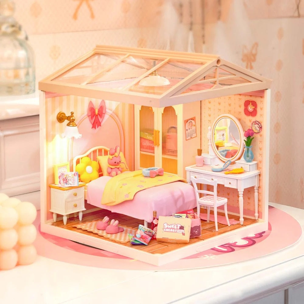 Rolife Lovely Pink Bedroom DIY Miniature House Kit