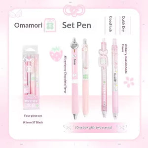 RosyPosy "Omamori " Collection Scented Pen 0.5mm 4Pcs featuring floral scents and smooth ink flow.