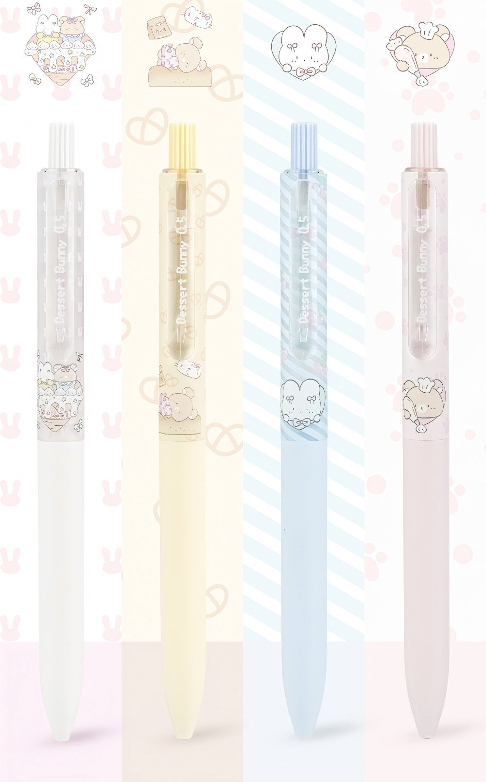 COMI Dessert Bunny Retractable Black Ink Silent Click Gel Pen 0.5mm