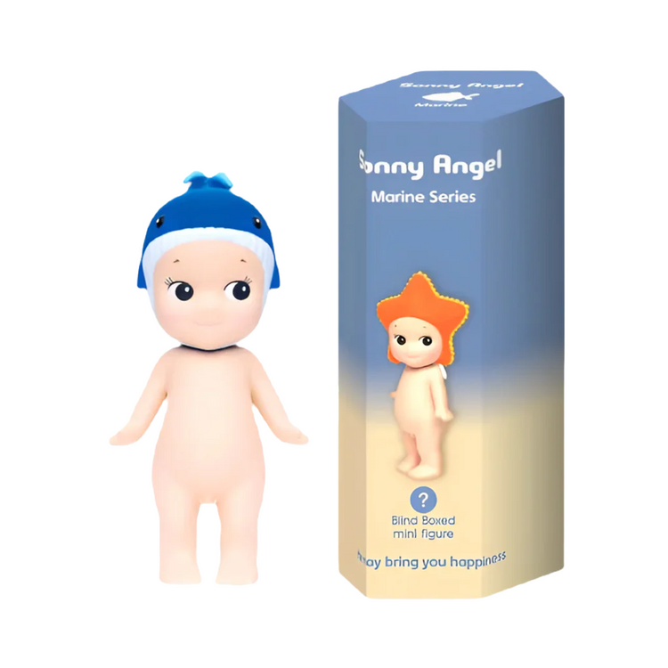 Sunny Angel Marine Series doll with blue hat and packaging on a white background