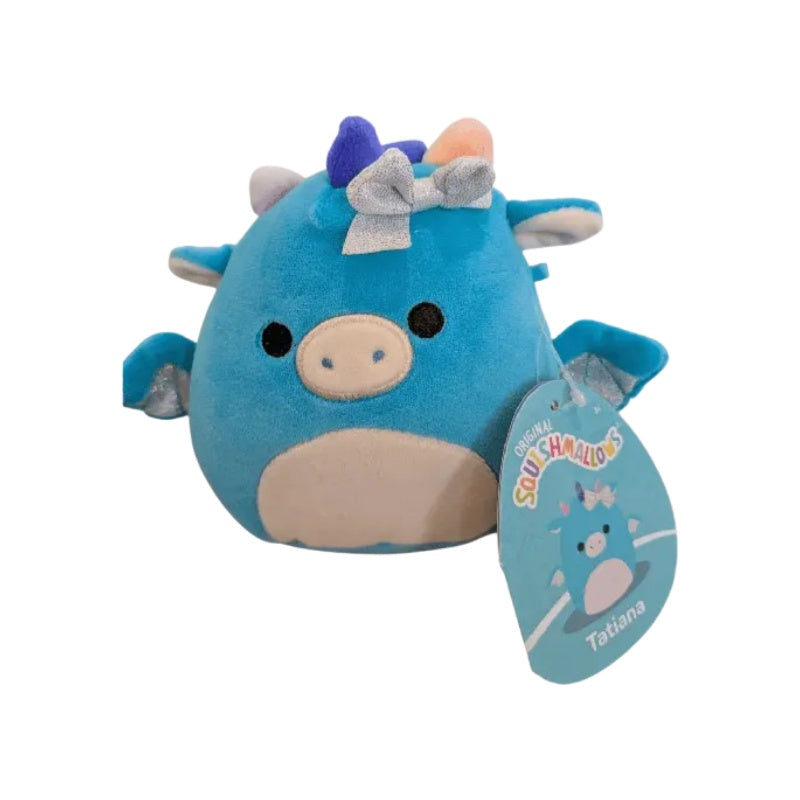 Squishmallows 5" S32 Tatiana - Dark Teal Dragon with Silver Bow Plush