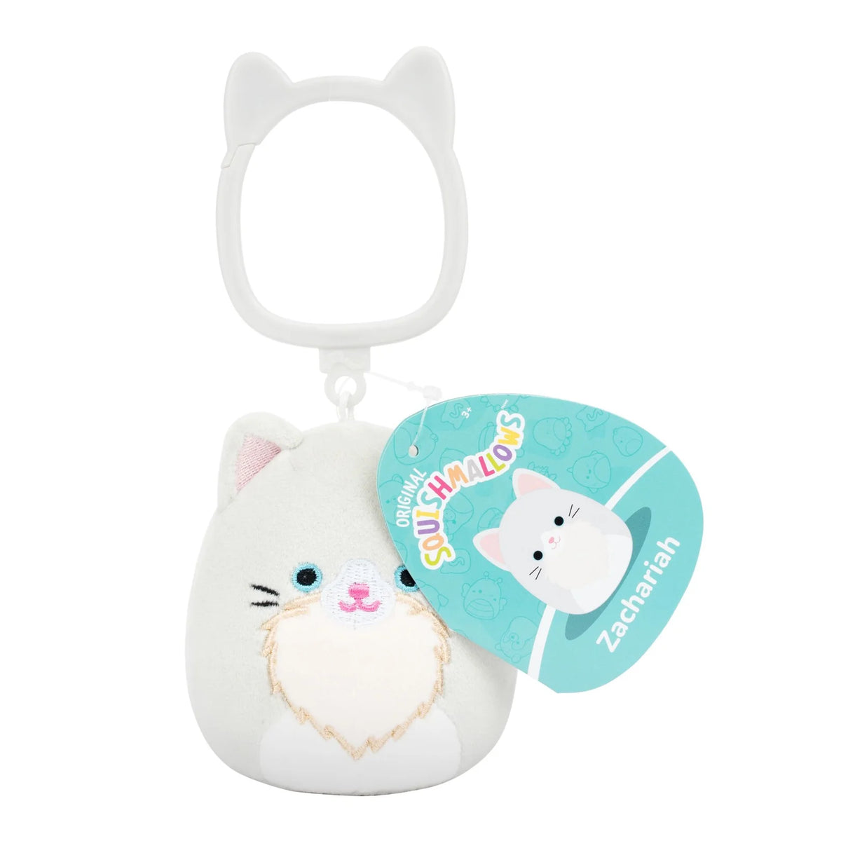 Squishmallows 3.5" Zachariah - Angora Cat Clip-On Plush