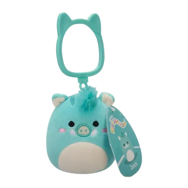 Squishmallows 3.5" Zatch - Teal Boar Clip-On Plush