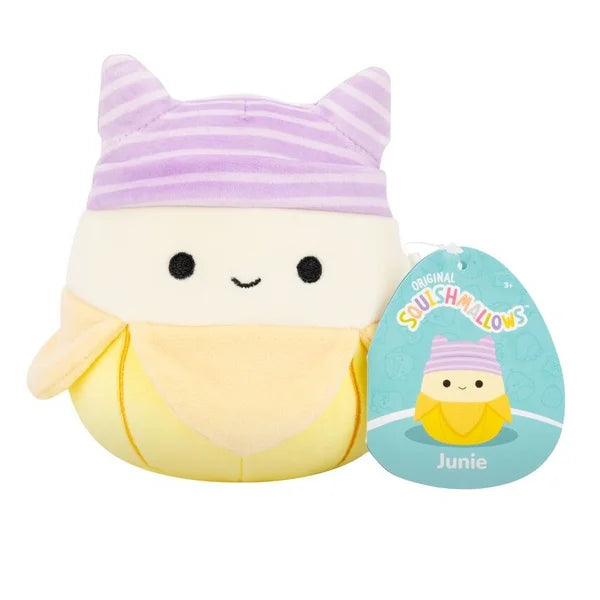 Squishmallows 5" S28 Junie - Yellow Banana with Purple Striped Cat Beanie Plush