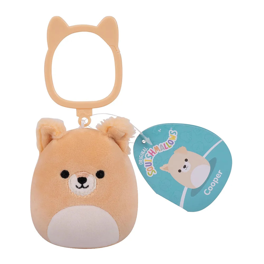 Squishmallows 3.5" Cooper - Tan Dog with White Belly Clip-On Plush