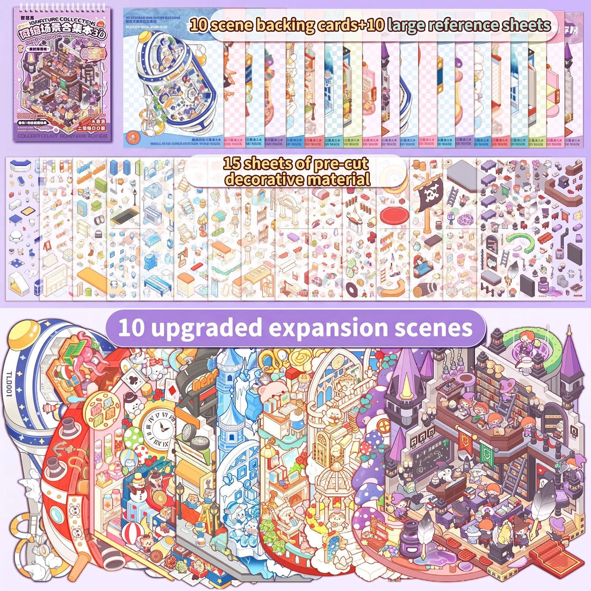 Telado 2.5D Deco Scene Sticker Book Ver.3 – 10 Miniature Scenes, image 2