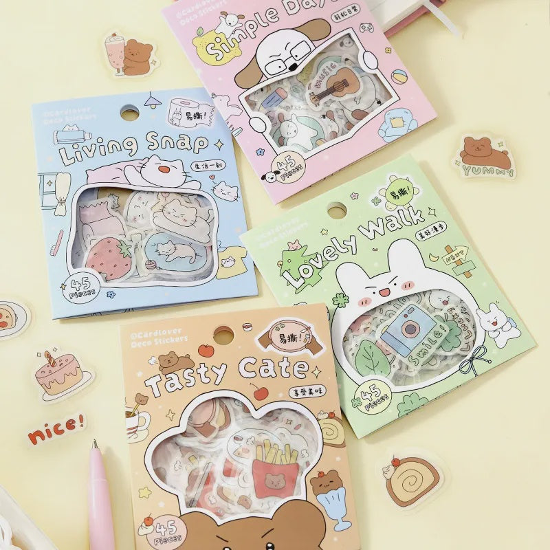 Cardlover The Peppy Life Series Washi Sticker Pack – 45 Pieces