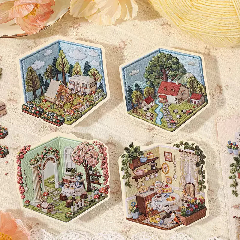 Tomato-Jam Girl Embroidery Deco Scene Sticker Pack