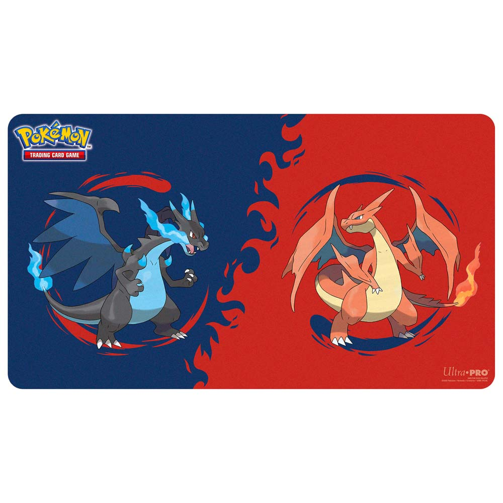 Ultra Pro Pokemon TCG - Mega Charizard X & Mega Charizard Y Playmat with iconic artwork and smooth surface.