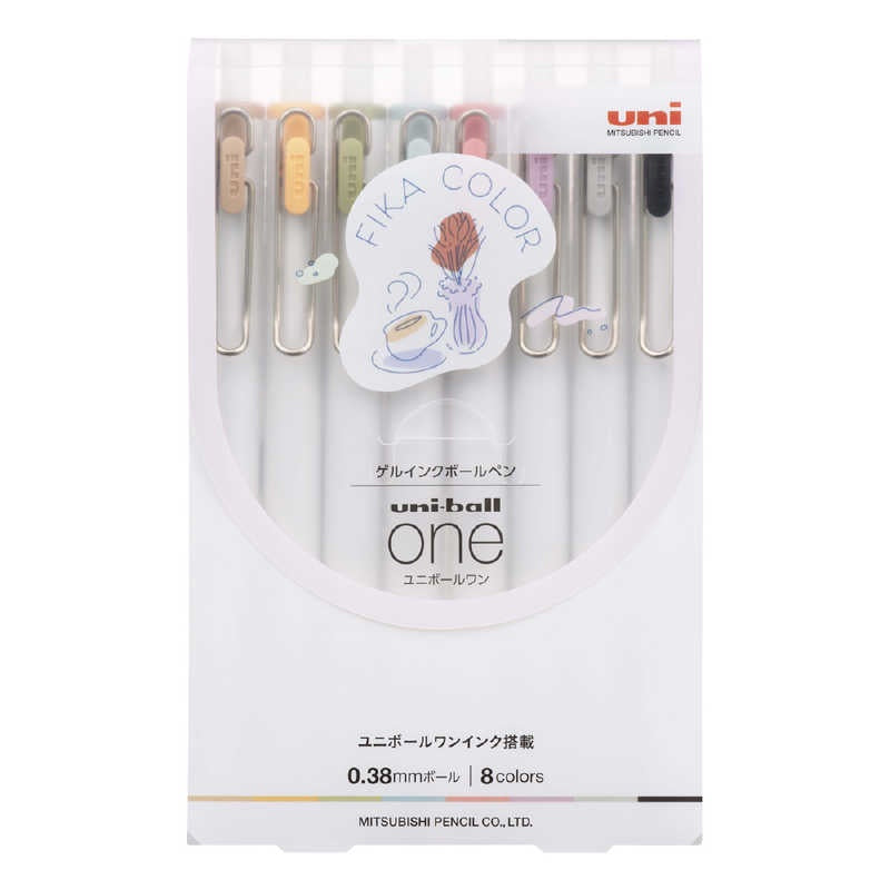 Uni-ball One Gel Pen Fika Color - 0.38mm 8 Colour Set