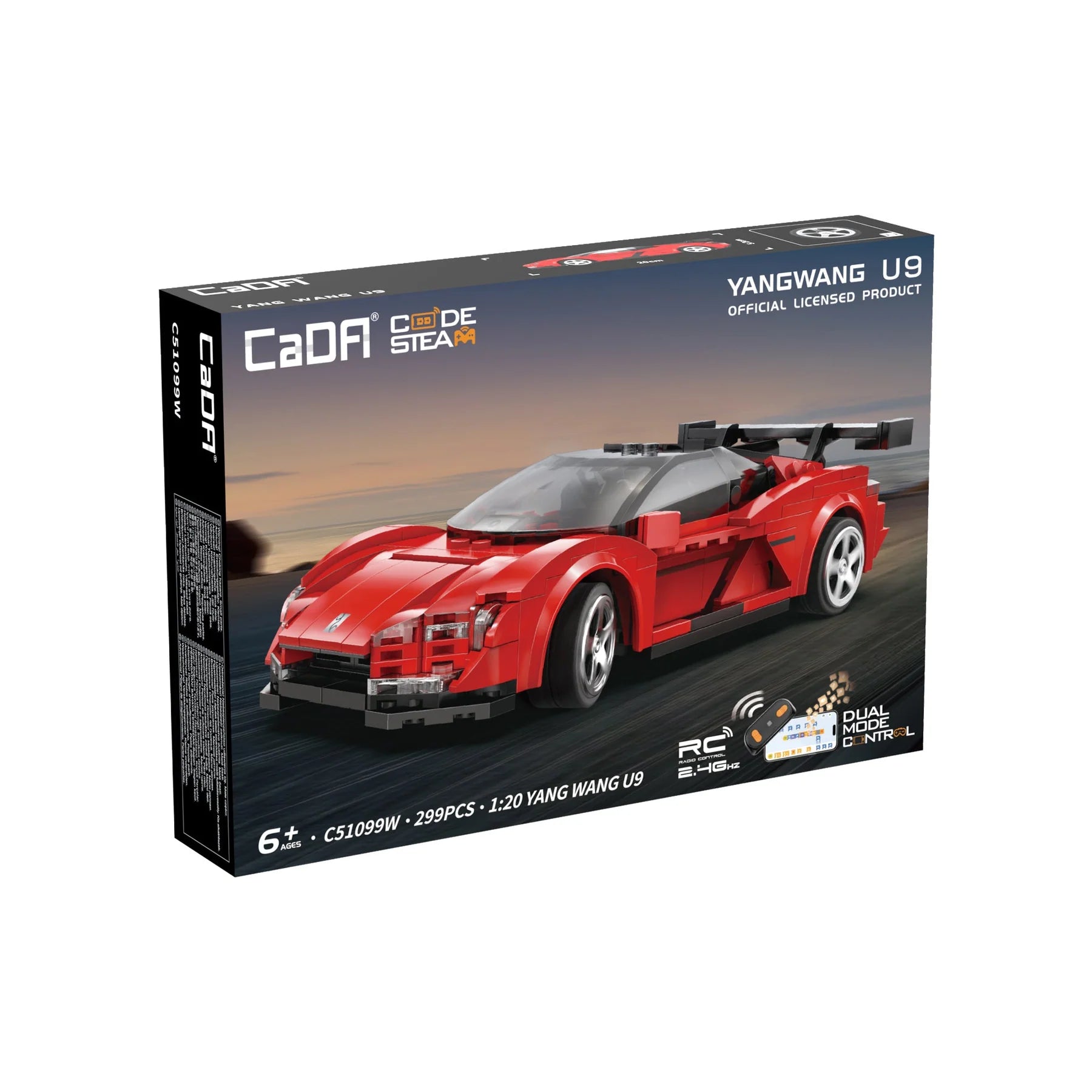 CaDA 1:20 BYD YangWang U9 Supercar Dual Control RC Brick Model Kits
